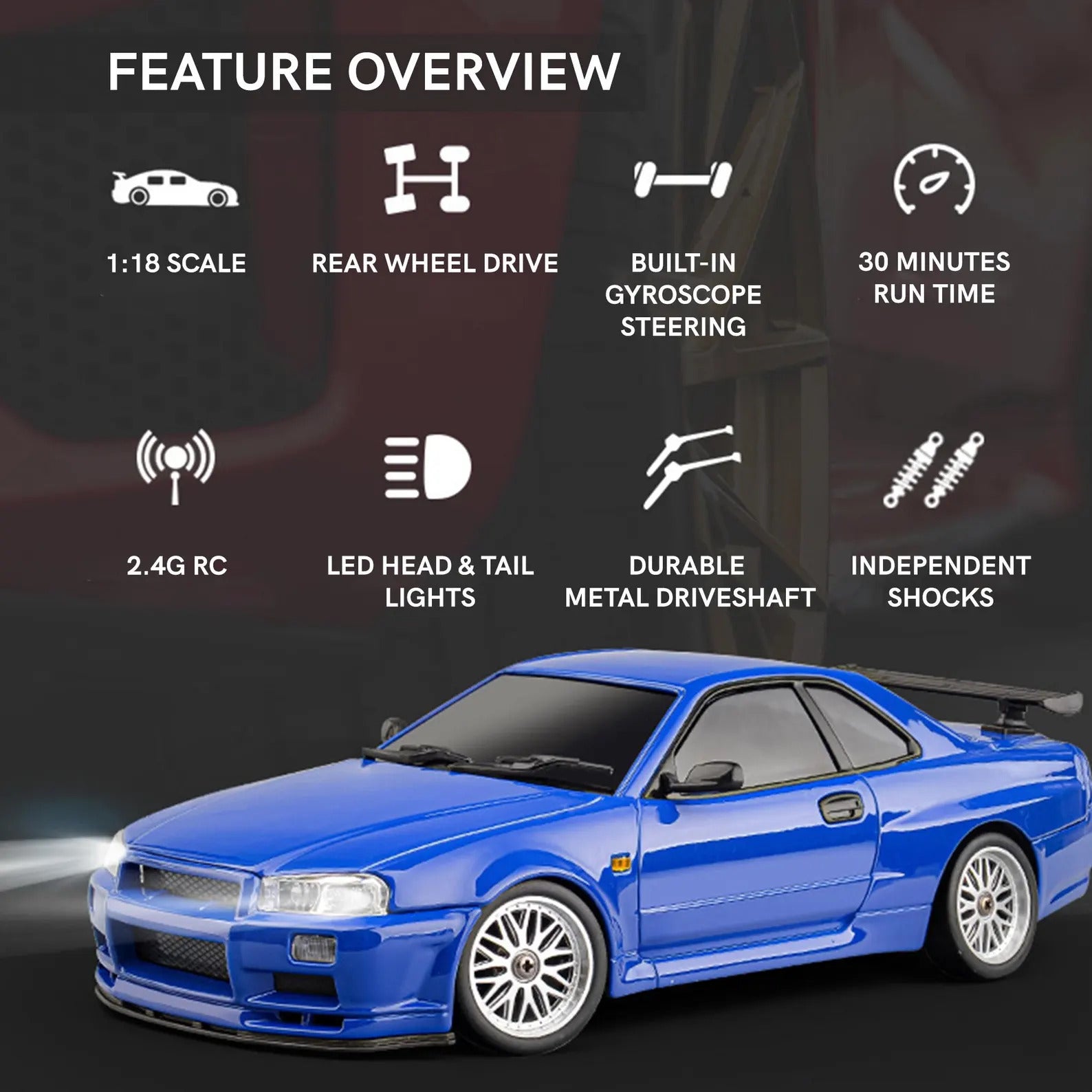 Skyline R34 DRIFT CAR 1:18