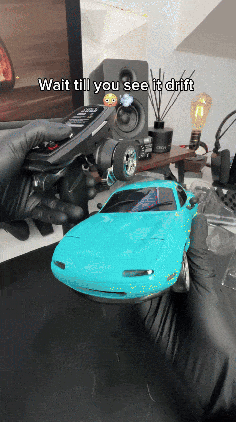 RC Miata drift car performing a smooth drift demo run